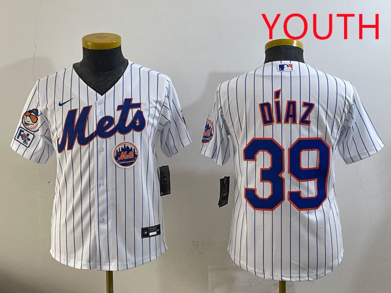 Youth 2025 New York Mets #39 Diaz White Stripe Game Nike MLB Jersey style 9->youth mlb jersey->Youth Jersey